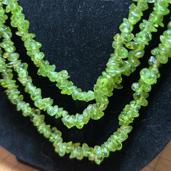 Peridot 24”L 3 Strand Necklace Navajo Native American Silver Cone Clasp EVC - Picture 3 of 10